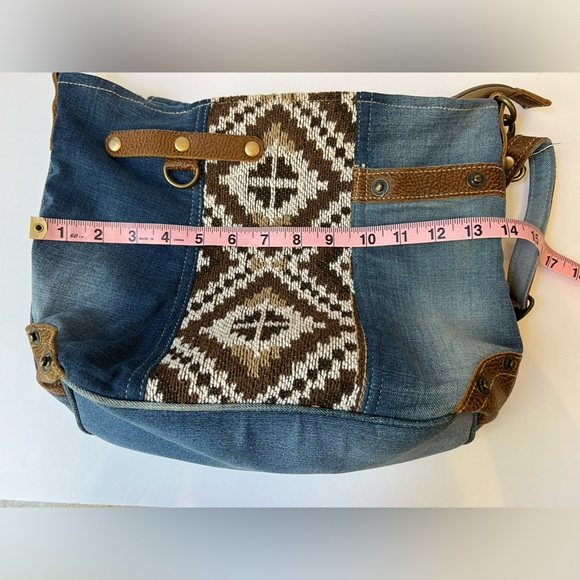 Myra Bag Denim Western Aztec Shoulder Bag - Picture 2 of 13
